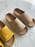 Kitty Print Open Toe Slide On